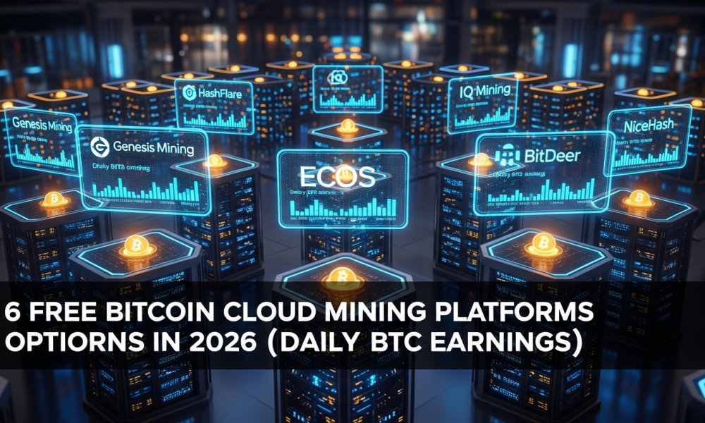 Šešios nemokamos Bitcoin debesų kasybos platformų parinktys 2026 m. (Dienos BTC pajamos)